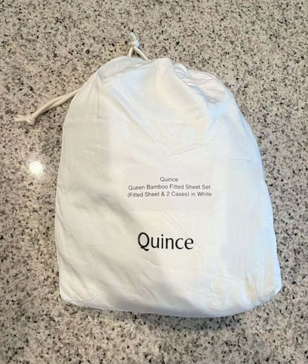 Quince Queen Bamboo Fitted Sheet Set in White